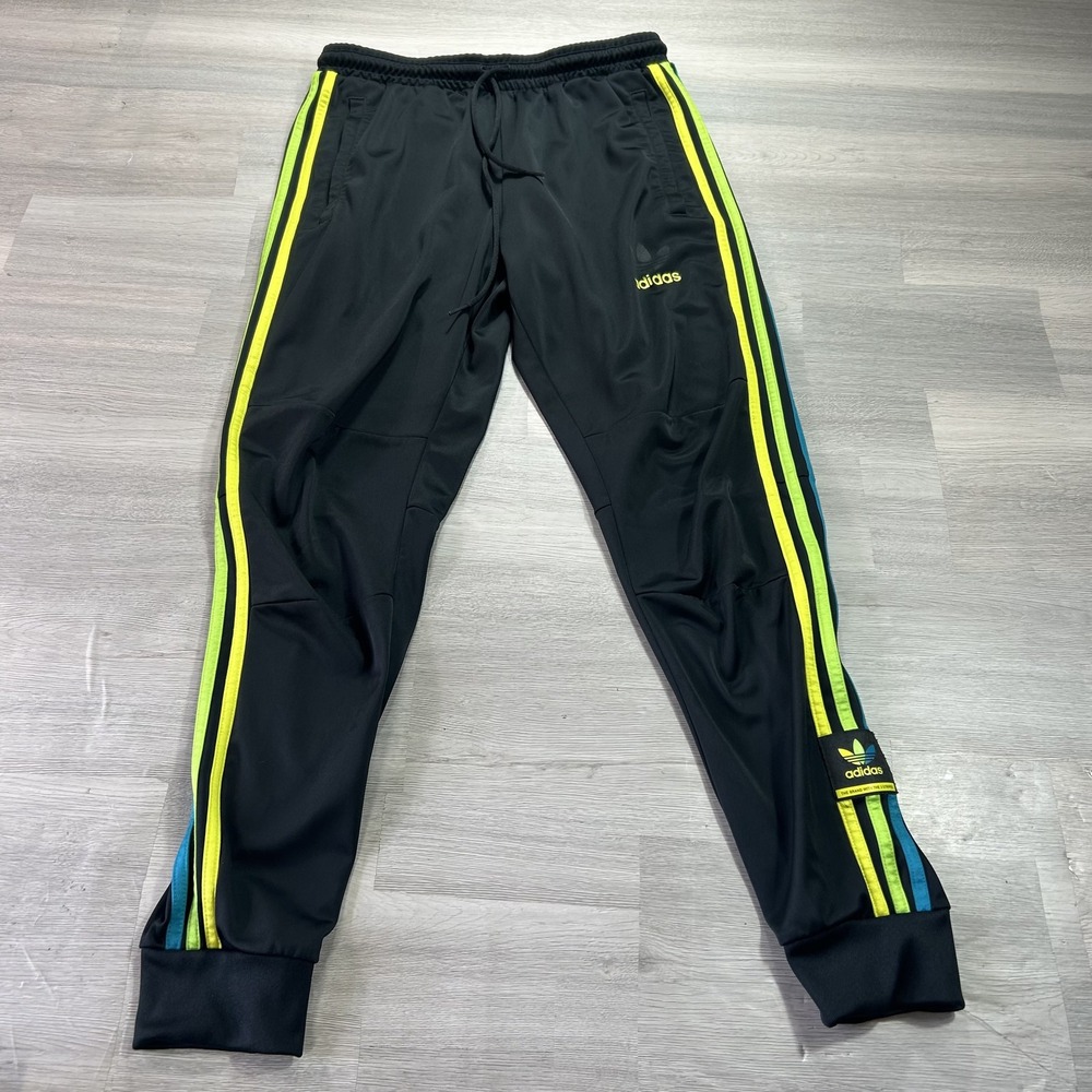 Adidas Originals Track Pants Mens Large Black 3 Stripe Knit Zip Pocket HN0848